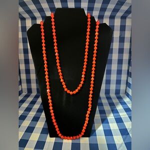 Crystal Avenue Red Beaded Necklace, 60 inch, NWT